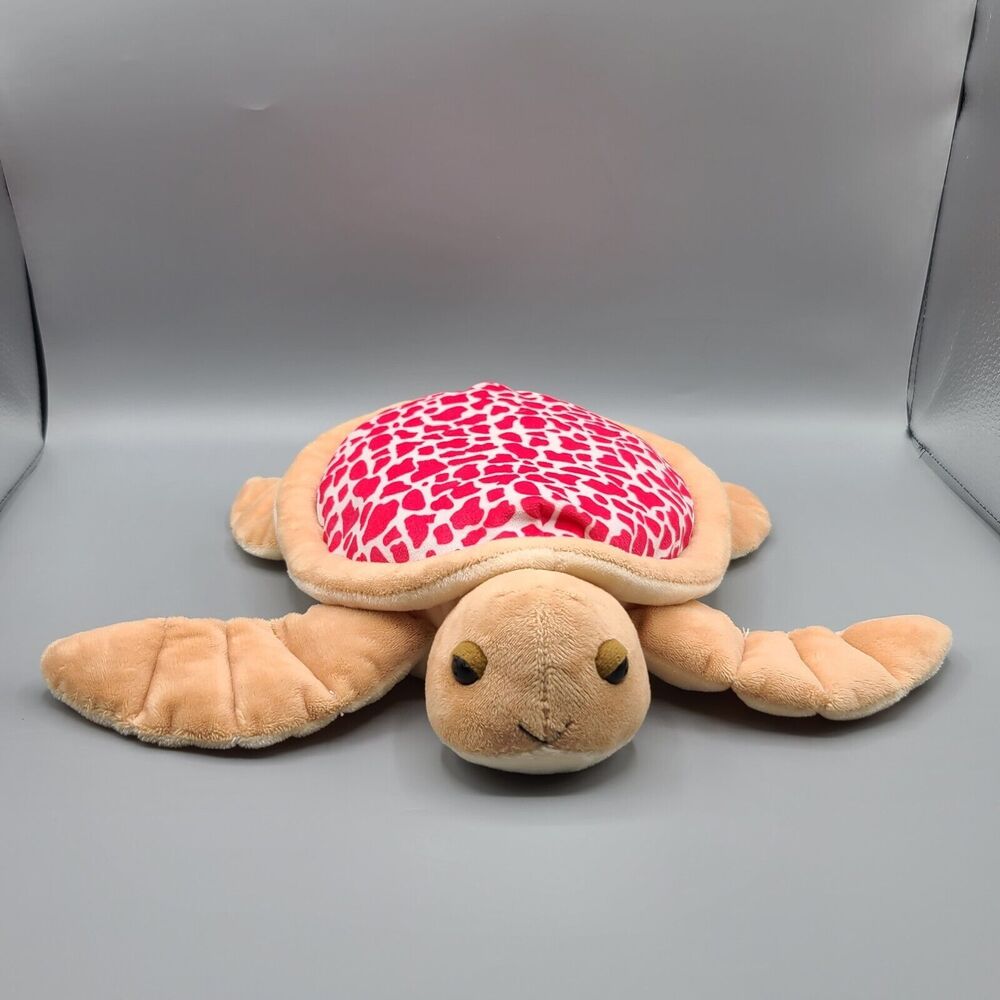 Star Turtle Tracks Pink White Brown Sea Turtle Puppet Plush Toy With Pocket